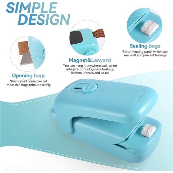 Mini Bag Sealer,Handheld Heat Vacuum Sealer, 2in1 Sealer and Cutter with Lanyard - Picture 2 of 6